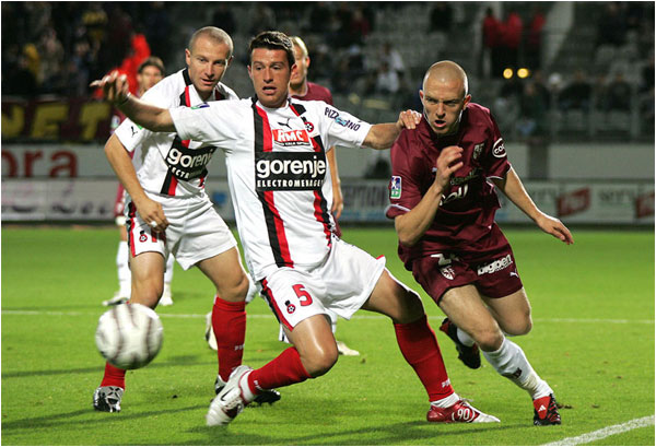 Match nul 1 but partout du côté de Metz, ici Florent Balmont et François Grenet