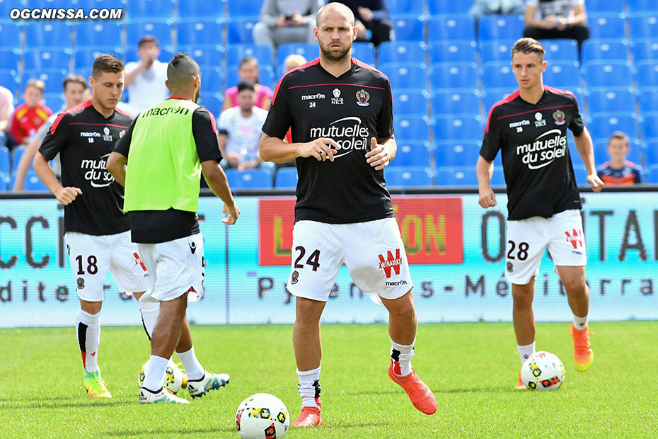 Mathieu Bodmer, Remi Walter et Olivier Boscagli à l'échauffement