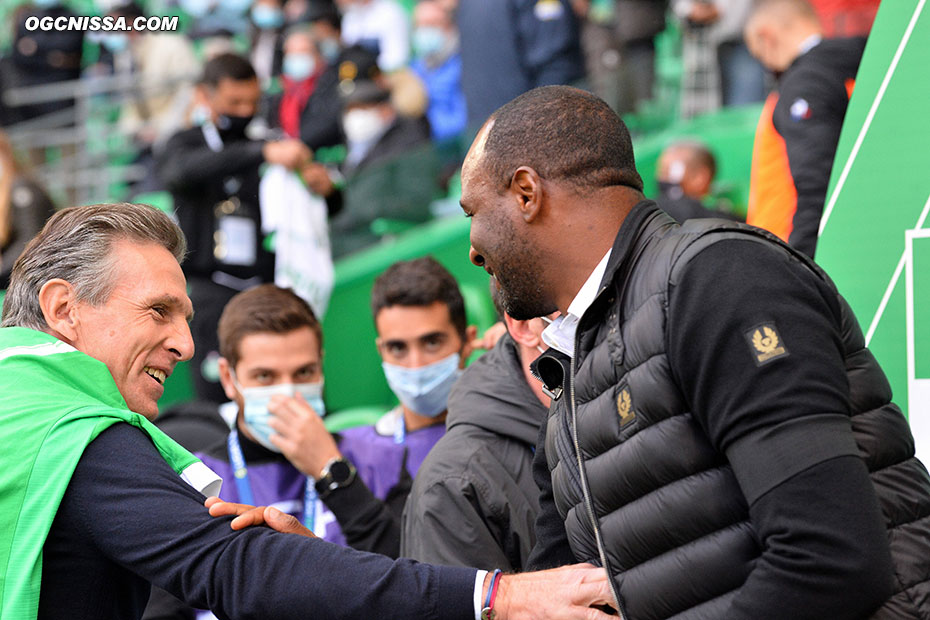 Patrick Vieira et Claude Puel avant le coup d'envoi