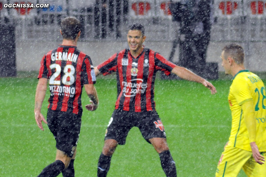 La joie de Ben Arfa sur le but de Valére Germain