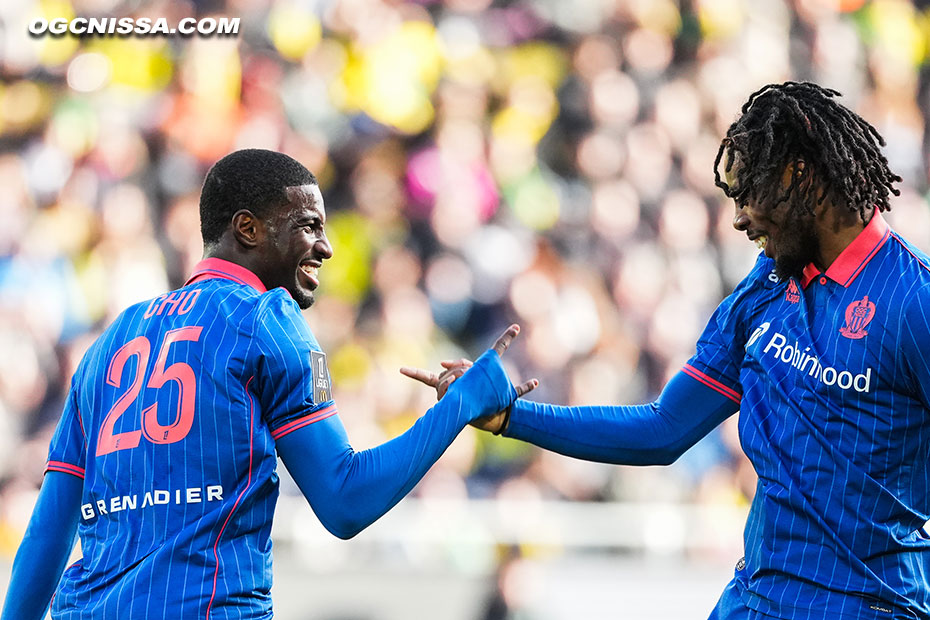 Mohamed-Ali Cho et Elye Wahi fêtent le premier but niçois de la rencontre