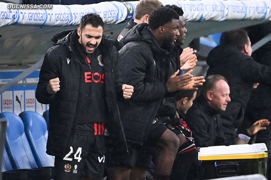 Gaetan Laborde et Terem Moffi à la fin du match