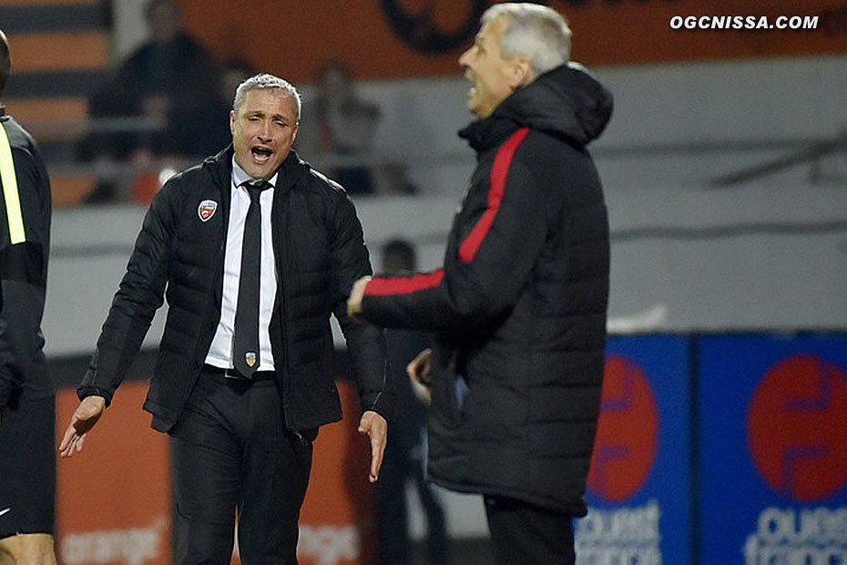 Lucien Favre et son homologue lorientais