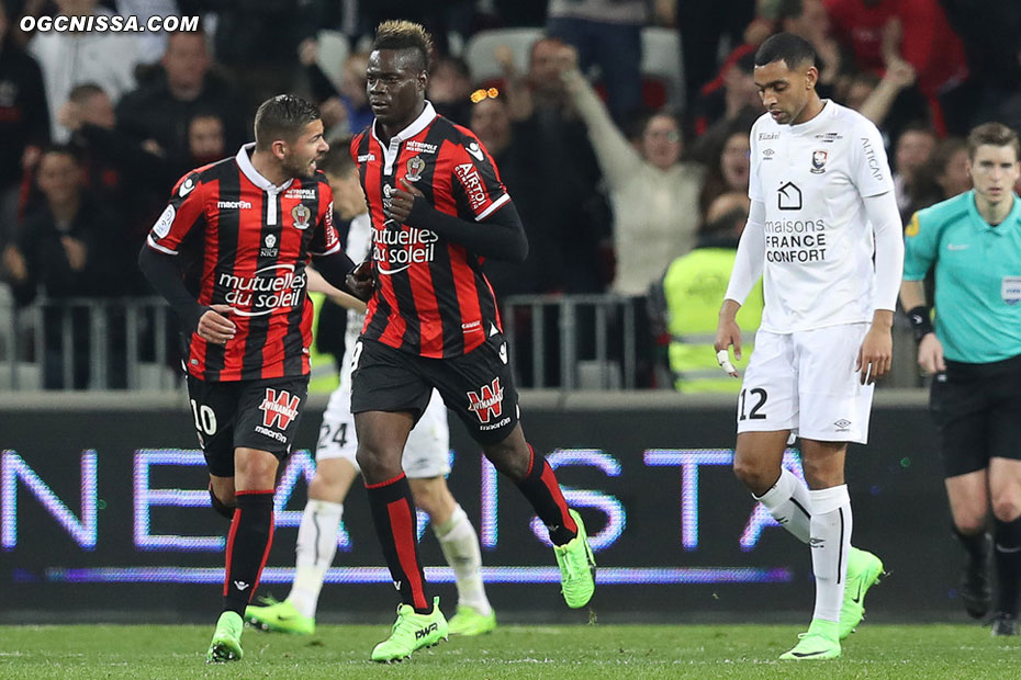 Tout comme Mickael Le Bihan, qui a remplacé Cyprien. Mario Balotelli a inscrit son 10e but cette saison