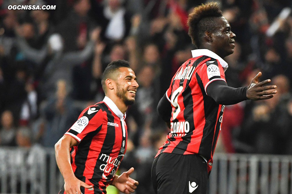 La joie de Younes Belhanda et de Mario Balotelli