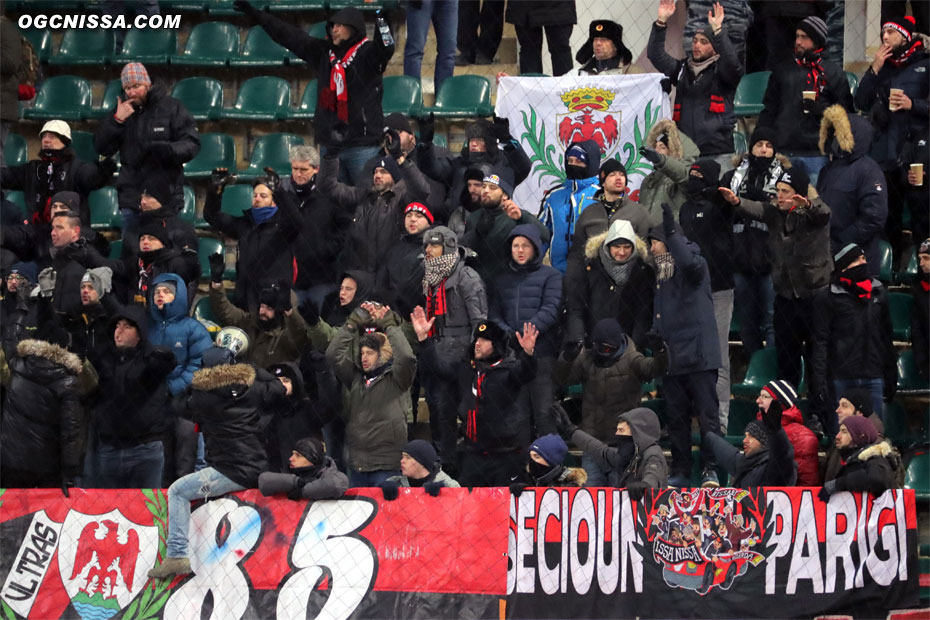 Les supporters niçois qui ont fait le déplacement avec la BSN