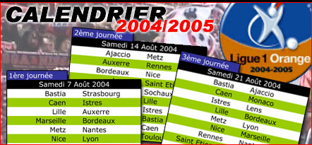 Calendrier 2004/2005 de l'OGC Nice