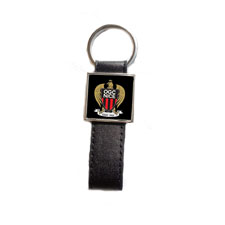 Porte-clés Acier/Simili Cuir Logo OGC Nice